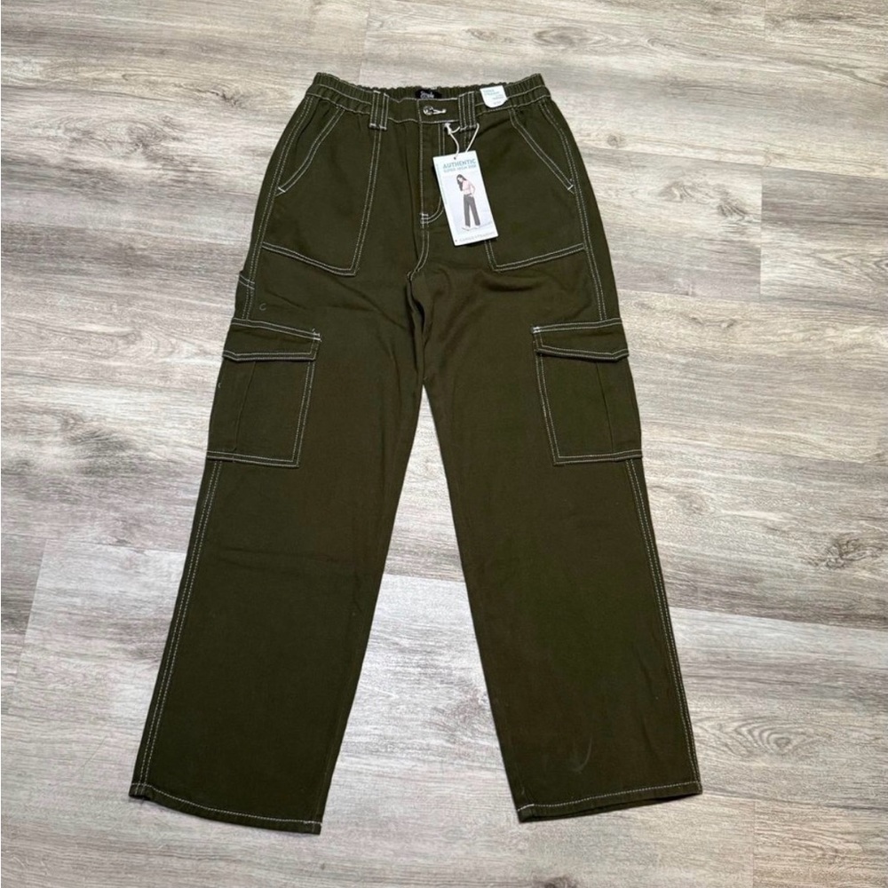 Women's Olive Straight Leg Super High Rise Cargo Pants